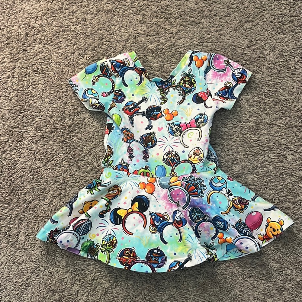 Disney Ears twirl onsie size 2 Disneyworld themed with all the rides in the ears